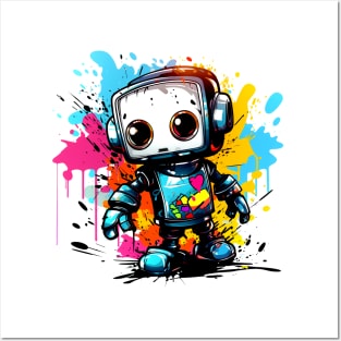 Cute cartoon Robot. Funny cyborg. Posters and Art